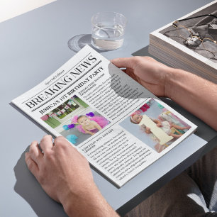 Breaking News Voorpagina Kranten 1e verjaardag Poster