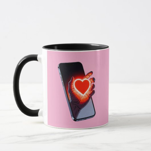 Breaking Screen Heart Optical Illusion Mug Design (Gauche)