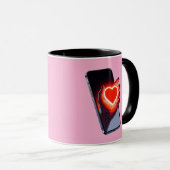 Breaking Screen Heart Optical Illusion Mug Design (Devant droit)