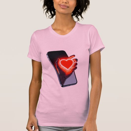 Breaking Screen Heart Optical Illusion T-Shirt Des (Devant)