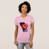 Breaking Screen Heart Optical Illusion T-Shirt Des (Devant entier)