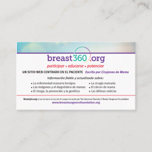 Breast360.org patiëntenvoorlichtingskaarten - eng visitekaartje