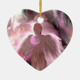 Breast Cancer Angel Keramisch Ornament