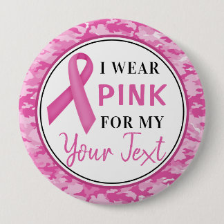 Breast Cancer Awareness Camouflage Ribbon Design Ronde Button 4,0 Cm