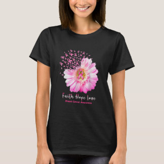 Breast Cancer Awareness Faith Hope Love Daisy T-shirt