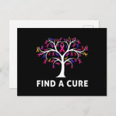 Breast Cancer Awareness Fight Find A Cure Tree Rib Briefkaart (Voorkant / Achterkant)