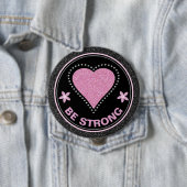 Breast Cancer Awareness Heart Be Strong Ronde Button 4,0 Cm (In situ)