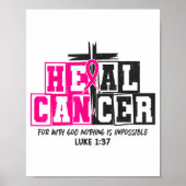 Breast Cancer Awareness Nk Ribbon Heal Cancer Chri Poster (Voorkant)
