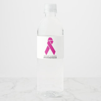 Breast Cancer Awareness Support Pink Ribbon Waterfles Etiket