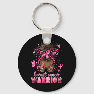 Breast Cancer Awareness Warrior Zwart Vrouwen Mela Sleutelhanger
