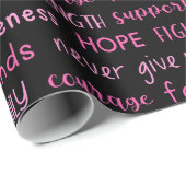Breast Cancer Awareness Word Pattern Cadeaupapier (Rol Hoek)