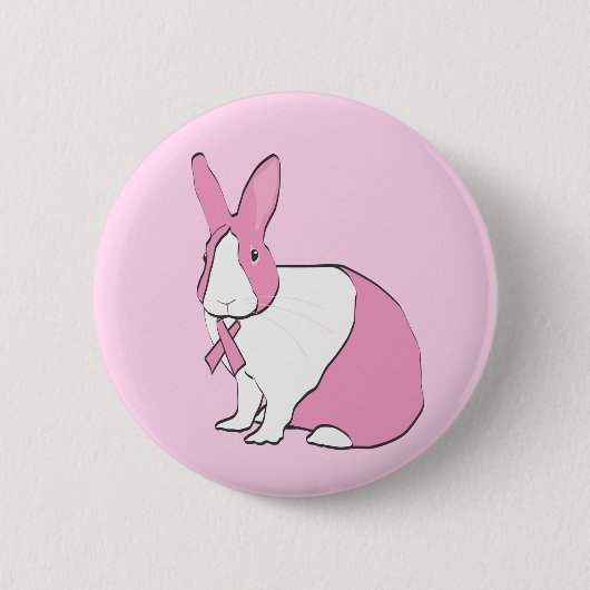 BREAST CANCER BEWUSTMAKING BUNNY RONDE BUTTON 5,7 CM (Voorkant)