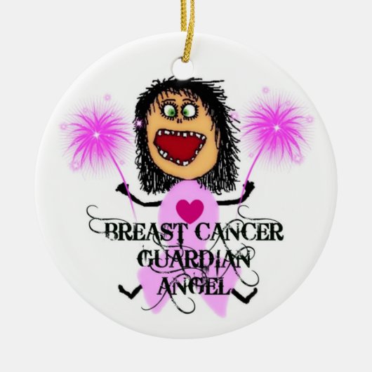 Breast Cancer Guardian Angel Keramisch Ornament (Voorkant)