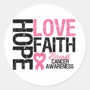 Breast Cancer Hope Love Faith Ronde Sticker