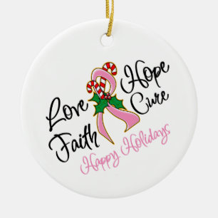 Breast Cancer Hope Prettige feestdagen Keramisch Ornament