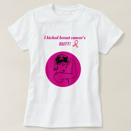 Breast Cancer Pink Kick Butt Woman T-Shirt (Design devant)