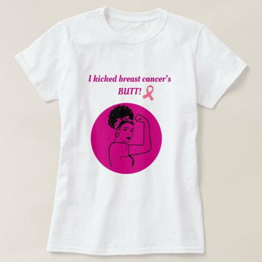 Breast Cancer Pink Kick Butt Woman T-Shirt (Design devant)