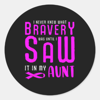 Breast cancer pink ribbon knew what bravery was  ronde sticker