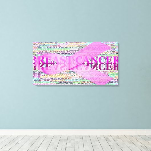 Breast Cancer Ribbon Art Canvas Afdruk (Insitu (Houten vloer))