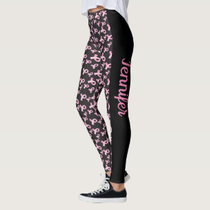 Breast Cancer Support Ribbon Leggings JOUW NAAM