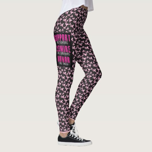 Breast Cancer Support - Zwarte Leggings JOUW NAAM (Rechts)