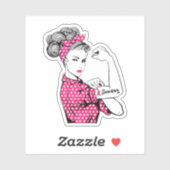 Breast Cancer Survivor Rosie Riveter Pink Sticker (Vel)