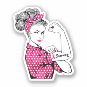 Breast Cancer Survivor Rosie Riveter Pink Sticker