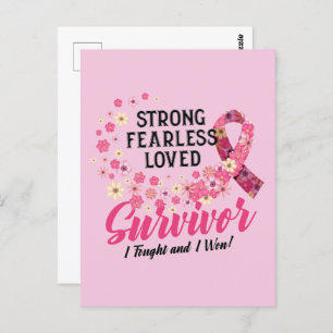 Breast Cancer Survivor Strong Fearless Loved Briefkaart