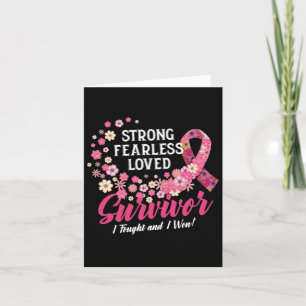 Breast Cancer Survivor Strong Fearless Loved Flowe Kaart