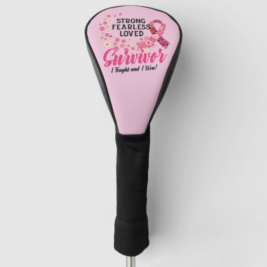 Breast Cancer Survivor Strong Fearless Loved Golfheadcover (Voorkant)