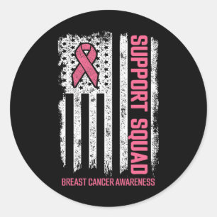 Breast kanker Shirten Support Squad Breast Cancer  Ronde Sticker