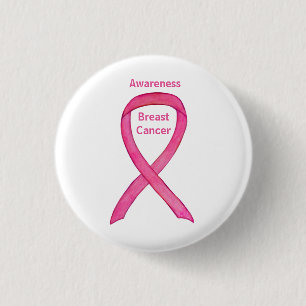 Breast kankerroze bewustzijn lint art Button