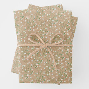 Breath Flowers Boho Chic Baptism Wedding Inpakpapier Vel