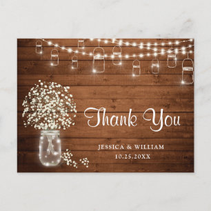 Breath Mason Jar Lights Rustic Bedankt Briefkaart