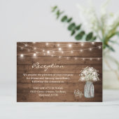 Breath Mason Jar Lights Wedding Reception Informatiekaartje (Staand voorkant)