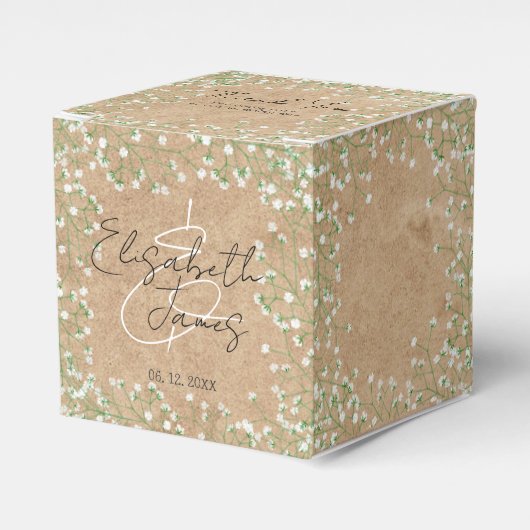 Breath White Flowers Rustic Boho Wedding Bedankdoosjes (Voorkant Zijde)