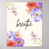 Breathe. - Affiche florale de pleine conscience (Devant)