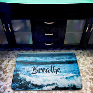 "Breathe" Hawaii Turquoise Blue Ocean Waves Foto Badmat