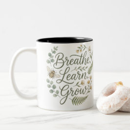 Breathe Learn Grow Bee for Homeschool parents Tweekleurige Koffiemok
