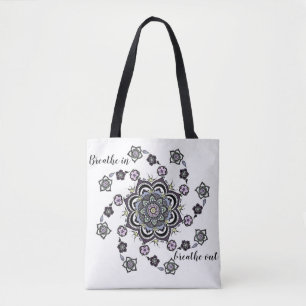 Breathe Moderne spiraalbloem mandala Draagtas