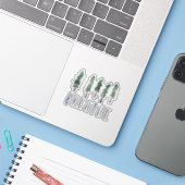 BREATHE Pine Trees Forest Waterverf Handlettering Sticker (Laptop met iPhone)