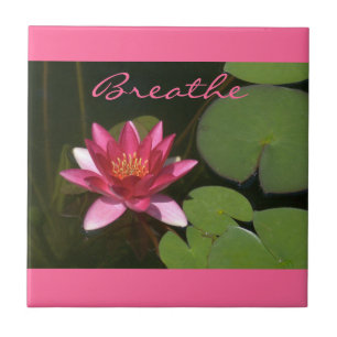 "Breathe" Roze Lotus Blossom Tafel Tegeltje