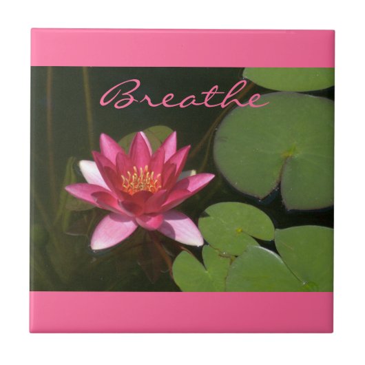 "Breathe" Roze Lotus Blossom Tafel Tegeltje (Voorkant)