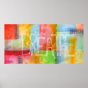 - BREATHE - Typographie Art Peinture Poster Imprim