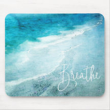 Breathe Yoga Quote Retro Beach Blauwgroen Blauwe O