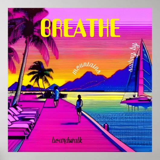 BREATHE - Zonnewaterscène. Bewerkbaar. Poster (Voorkant)