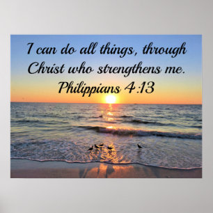 BREATHTAKING PHILIPPIANS 4:13 OCEAAN SUNRISE POSTER