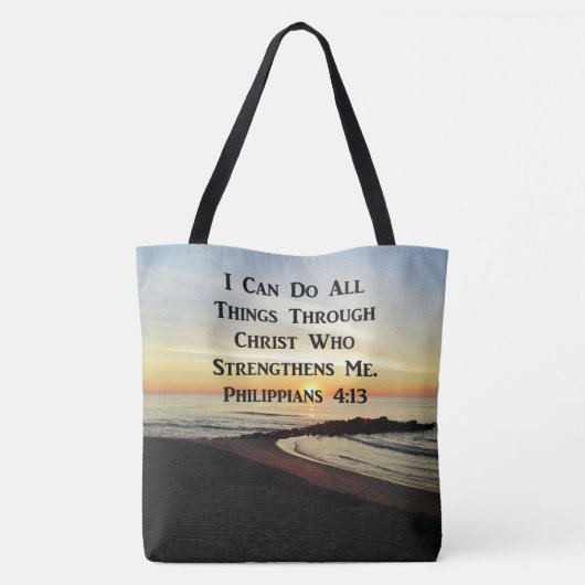 BREATHTAKING PHILIPPIANS 4:13 SCRIPTURE VERSE TOTE BAG (Achterkant)