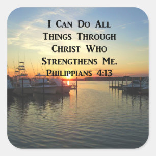 BREATHTAKING PHILIPPIANS 4:13 SCRIPTURE VIERKANTE STICKER