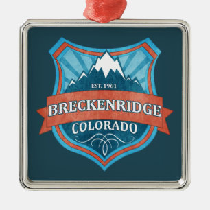 Breckenridge Colorado blauwgroen grunge shield orn Metalen Ornament